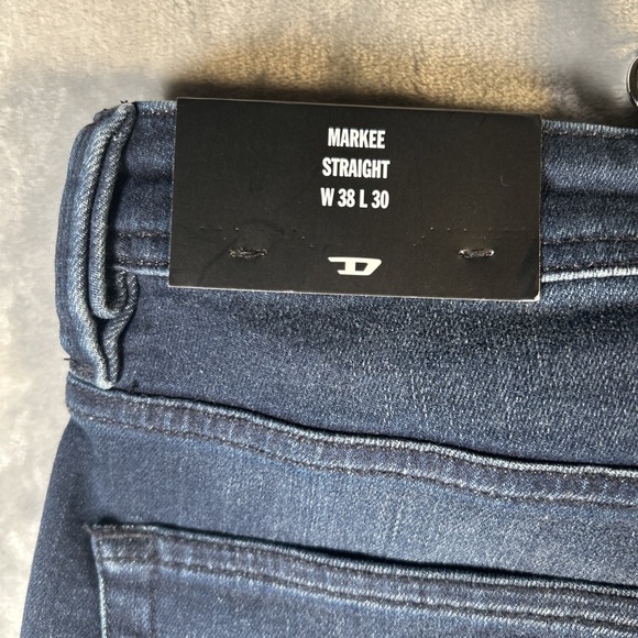 Diesel Industry Jeans Mens 38x30 Markee Straight Dark Wash Button Fly 5 Pocket - Picture 10 of 15